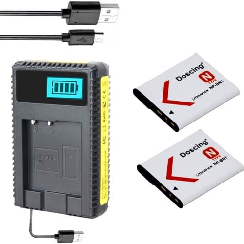 Doscing 2Pcs bateria NP-BN1 np bn1 NPBN1 battery + LCD USB Charger for Sony DSC WX220 WX150 DSC-W380 W390 DSC-W320 W630 Camera