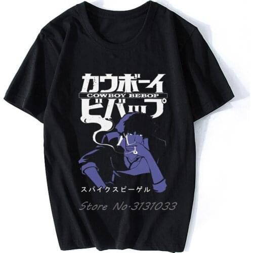 Cool Cowboy Bebop T Shirts Men Short Sleeve Casual Anime Space Spike Japanese Manga Jet Faye Tshirt O-neck Cotton Tee Tops