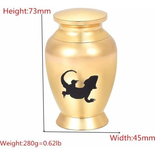 IJU028 Stainless Steel Urn Dragon Engrave Funeral Ashes Keepsake Urn for Animal Ashes Holder(Gold)