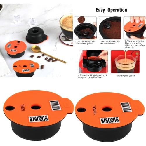 Reusable PP Coffee Capsule Pod with Slicone Lid for Bosch Tassimo 60ml 180ml Home Office Cafe Coffee Maker Capsule Pod