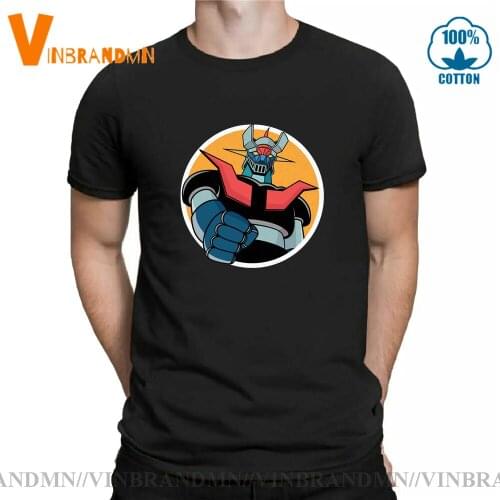 Classic 3D Manga Mazinger Z T-shirt Men T Shirt Fashion Black Tops Warrior Lover Clothing Robot Tees Japan Classic Anime Tshirt