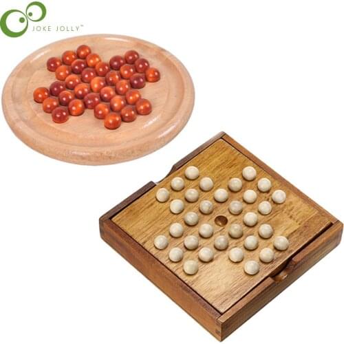 14cm Classic Peg Solitaire Solo Noble Puzzle IQ Mind Brain Teaser Puzzles Board Wooden Game Toys for Adults Children ZXH