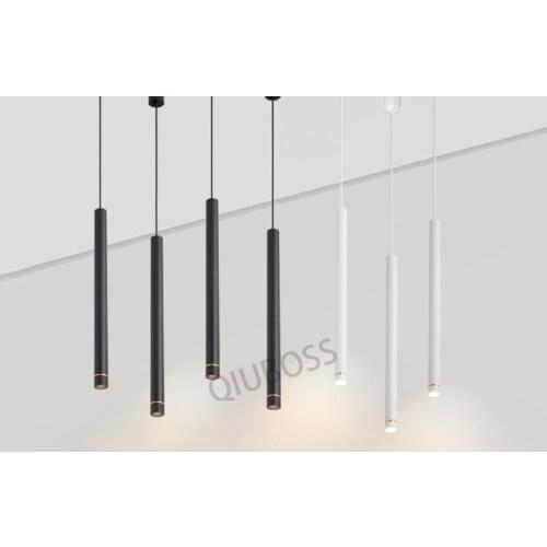 Round Dimmable LED Ceiling Pendant Lamp Long Tube Lamp 7W Kitchen Dining Room Bar Decorations Cylinder Pipe Pendant Lights