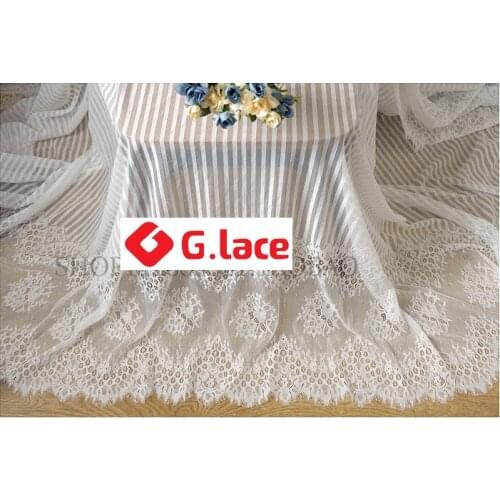 GLACE 3M/Lot Wide1.5M White vertical pattern eyelash lace cloth dress skirt dress background cloth decorative fabricTX374