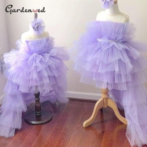 Laverden High Low Style Flower Girl Dress 2021 Wedding Party Birthday Children Kid Princess Gown First Communion Dresses