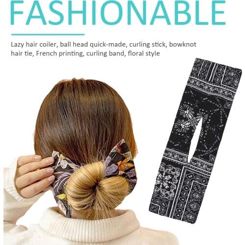 Deft Bun Hair Bands Women Summer Knotted Printed Wire Headband Twist Girls Hairstyle Donut Bun Hair Braiding Tool Accessories