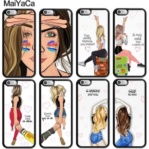 MaiYaCa Fashion Girls Brunette Blonde Best Friends Case For iPhone XS Max X XR 12 mini 11 Pro Max SE 2020 6S 7 8 Plus Back Cover