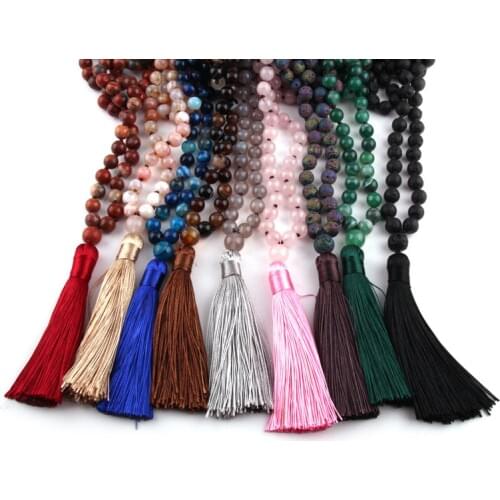 MOODPC Fashion Natural Brown Sardonyx Stones Bohemian Tribal Jewelry Women Ethnic Tassel Necklace