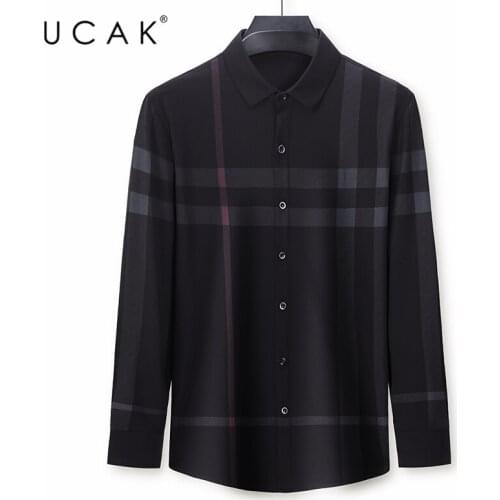 UCAK Brand Long Sleeve Shirts Men Clothing Turn-down Collar Streetwear Shirt Pull Homme Spring Autumn New Striped Clothes U6105