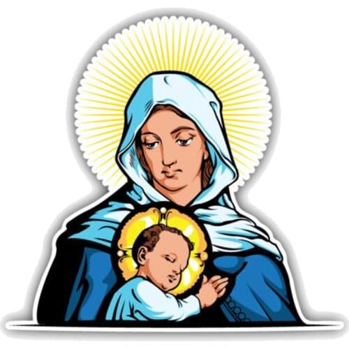 Personality Mother Mary with Jesus Christ Religion PVC Motorcycle Car Stickers Good Quality Waterproof Sun Protection Anti-UV
