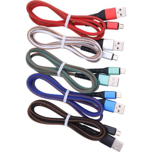 New Nylon 1M Charger Cable for iPhone Samsung Xiaomi Android Fast Charging Charger Micro USB Type C Cables Mobile Phone Wire
