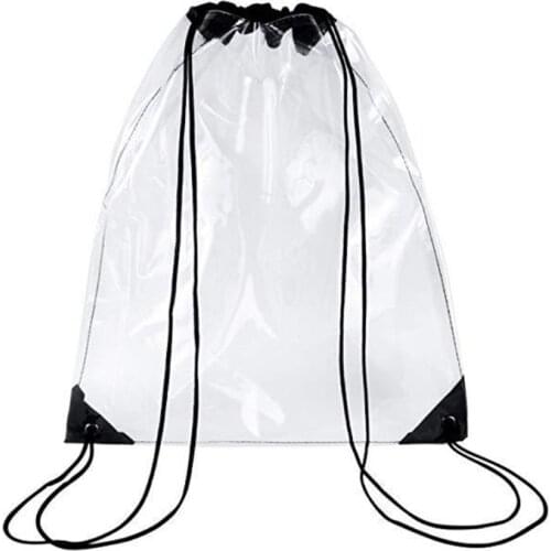 New Transparent Drawstring Backpack Cinch Sack School Tote Gym Bag Sport Pack