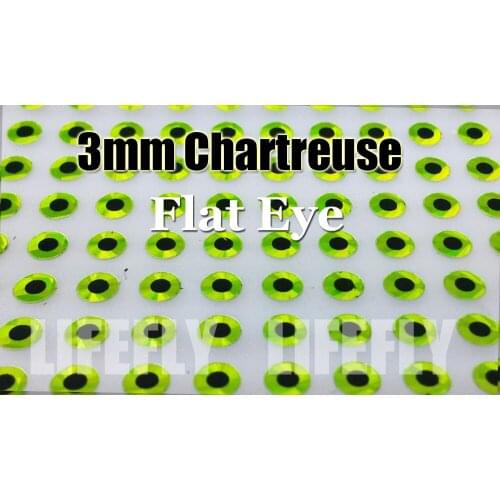 3mm Flat Chartreuse / Wholesale 900 Flat Eyes, Fly Tying, Jig Tying, Lure Making, Spinner Baits, Craft