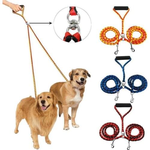 Double Dog Cat Leash No Tangle Two Dogs Walking Leads For 2 Big Small Medium Large Dogs Pets 3 Colors Pet Supplies