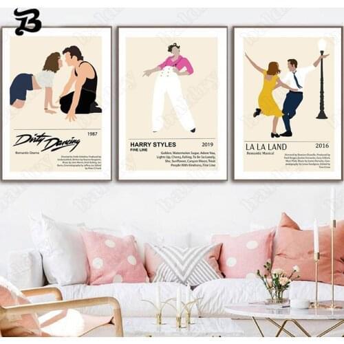 Retro Couple Movie Painting Abstract Character Dancing Vintage Pulp Fiction Film Picture Boyfriend Christmas Gift for Home Decor