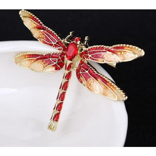 Manual water drill-through alloy dripping dragonfly pin male female accessories badge