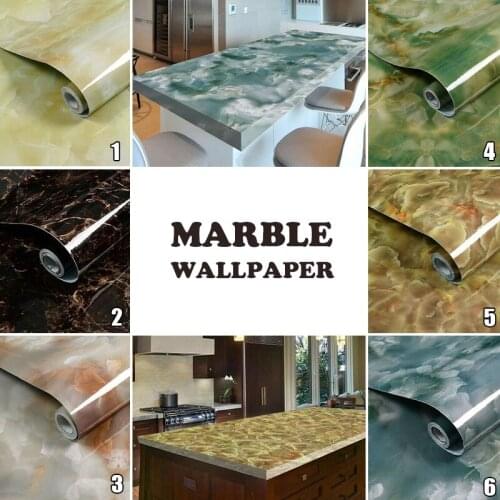 3M/5M Self Adhesive Marble Vinyl Wallpaper Furniture Decor Film Waterproof Oil-proof Wall Stickers For Kitchen Home Decor