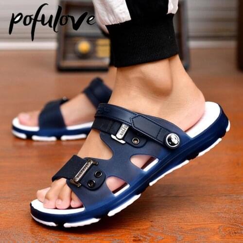 Pofulove Sandals for Men Designer Shoes Summer Beach Sandals Slippers Fashion Non Slip Durable Casual Shoe Gladiator Zapatos EVA