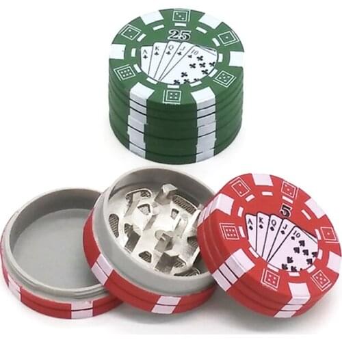 3 Layers Poker Chip Style Herb Herbal Tobacco Grinder Plastic Metal Grinders Smoking Pipe Accessories Gadget Grinder Herb Cutter