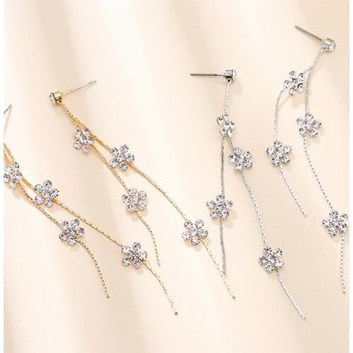 Dangle Earrings for Women Fashion Rhinestone Butterfly Flower Long Drop Earrings for Women Jewelry Charm Tassel Earring