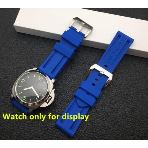 Top quality 22mm 24mm new Blue watch band soft Silicone Rubber Watchband fit For Panerai Strap tools tang steel buckle free tool