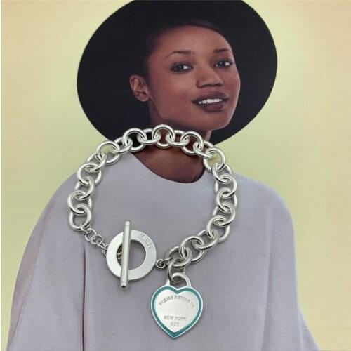 Simple Line Heart Pendant Bracelet Womens 925 Sterling Silver Bracelet High-End Jewelry European and American Popular Styles