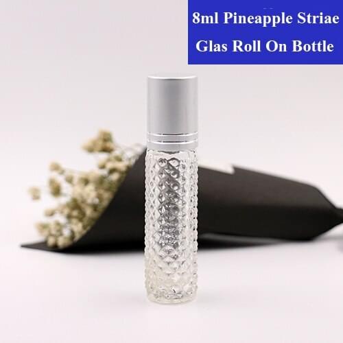 10/20/50pcs 8ml pineapple striae empty mini glass roll on bottle for essential oils refillable perfume containers travel vials