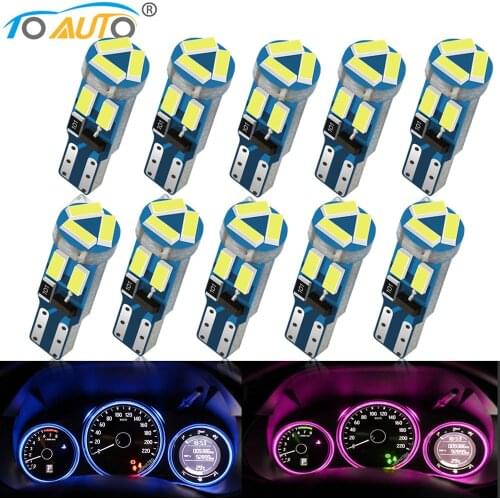 10pcs T5 W3W W1.2W 27 74 86 206 7SMD 4014 Led Car Interior Light Auto Side Wedge LED Auto Instrument Lamp 12V Cluster Lights