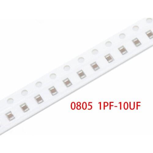 100PCS 0805 smd capacitor ceramic 1PF-10UF 20PF 220PF 330PF 680PF 4.7NF 22NF 33NF 10NF 220NF 1UF 2.2UF 4.7UF 10UF capacitors