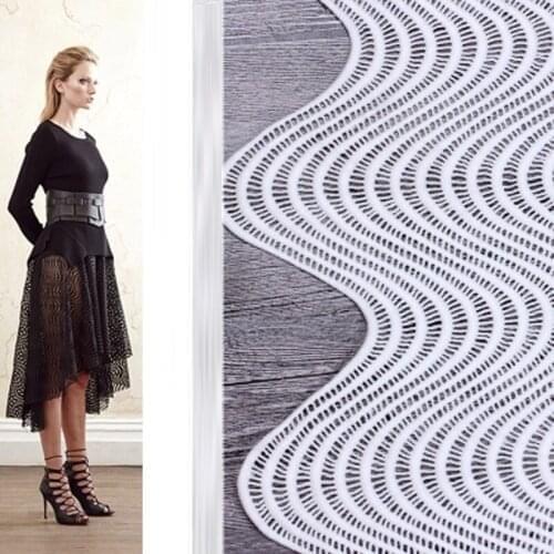 2Yards/lot White African Lace Fabric For Wedding Dress High Quality Stripe Water Soluble Guipure Cloth Nigeria Cord Lace Fabric