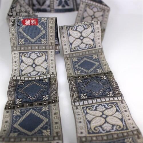 20yards*2"(5cm)Embroidery Jacquard Gray Plaid Ribbon Belt COS Clothig Accessories DIY Sewing Handmade Ribbon Clothes Bags Decor