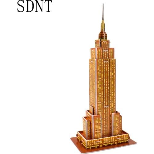 3D Empire State Building Puzzle Model Kits Toys World Attractions Educational Handmade Assembling Puzzles Toy Home Decoration