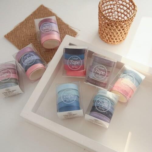 5 rolls/box of solid color paper tape set scrapbook material decoration notebook accessories school stationery