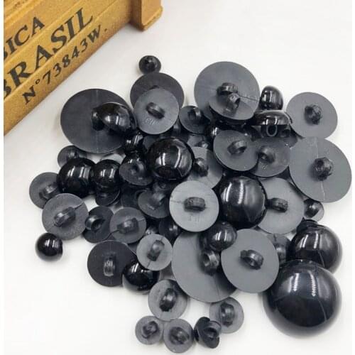 50pcs Black Buttons Plastic For Scrapbooking Half-Pearl Shank Buttons Animal Eyes For Toys DIY Hand Clothing Sewing PT260