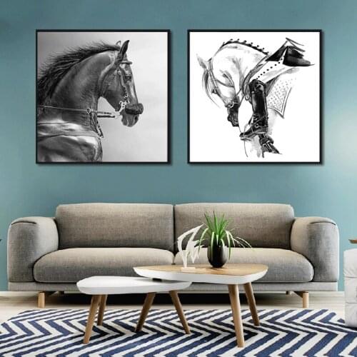 Horses Abstract Black White Canvas Poster Wall Art Prints Painting Nordic Picture Modern Living Room Home Decor Free Shipping
