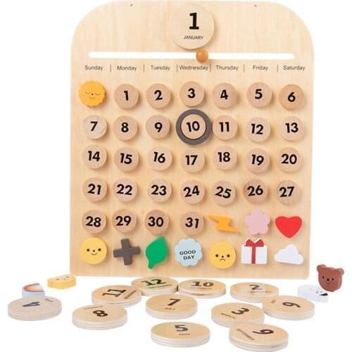 Children Bedroom Wooden Calendar Perpetual Desk Wall Calendar Toy Baby Cognitive Early Educational Toys Kids Educational Toys