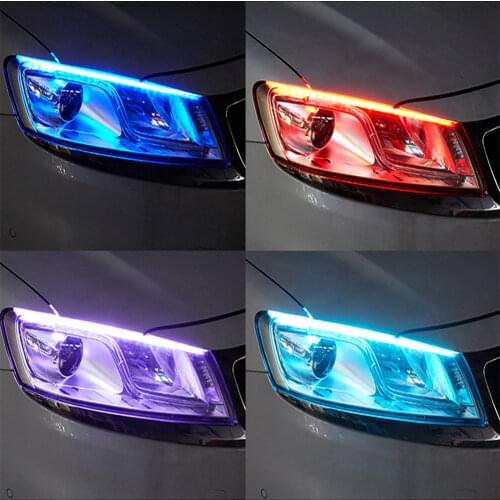 2PCS Start-Scan LED Car DRL Daytime Running Lights Auto Flowing Turn Signal Guide Thin Strip Lamp Styling Accessories Headlight