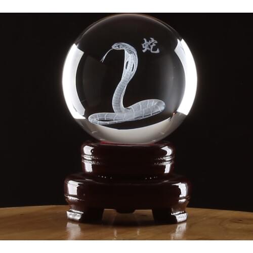 Efficacious HOME family Talisman-TOP COOL animal snake Cobra FENG SHUI Figurine 3D Crystal sculpture statue -FREE SHIPPING