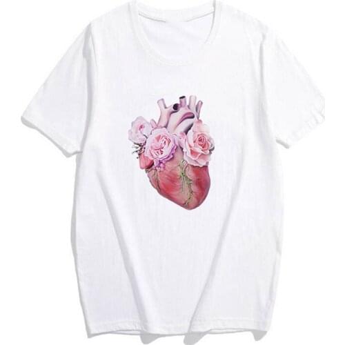 Heart Lung Flower Art Tshirt Printed Short-Sleeve Tees Ulzzang Harajuku Women Fashion Top Tees Female