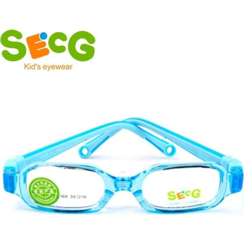 SECG Cute Baby Kids Frame Flexible Soft Rectangle Children Frame Nose Pads Optical Myopia Silicone Transport Glasses Spectacle
