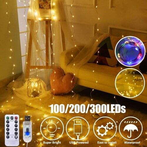 Garland Curtain String Light Merry Christmas Decorations For Home 2021 Bedroom Party Garden WeddingNavidad Gift New Year 2022