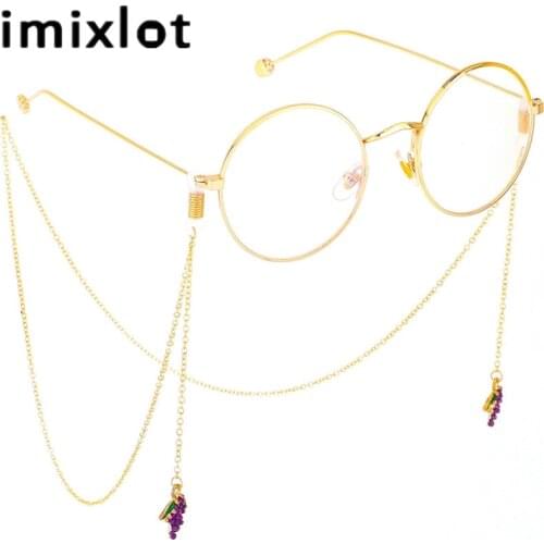 Imixlot Cute Fashion Grape Pendant Eyeglass Chain Non-slip Sunglasses Cord Holder Neck Strap Fruit Eyewear Lanyard