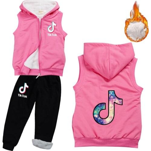 TIK TOK Girls Boys Clothes Set in Winter Kids CottonVest+Pant 2 Pcs Hooded Outfit Suit New Childrens Clothing