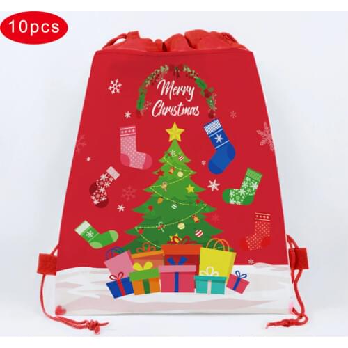 Non-woven Merry Christmas Party Gifts Bags Christmas Tree Candy Bags Kids Gifts Packing Backpack Party Decorations 34X27cm