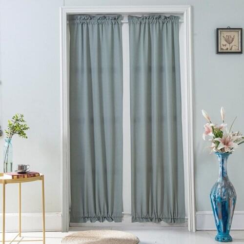 Cilected 2Pcs Solid Color Wear Rod French Door Curtain Kitchen Bathroom Window Semi-Shading Small Short Curtain Home Decoration