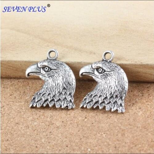 High Quality 20 Pieces/Lot 21mm*18mm Antique Silver Plated eagle head Charms