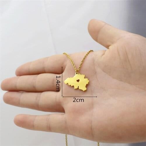 Simple new Belgian country map necklace pendant stainless steel jewelry gifts for friends