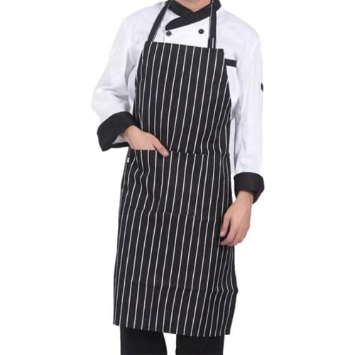 Adjustable Half-length Adult Apron Striped Hotel Restaurant Chef Waiter Apron Kitchen Cook Apron With 2 Pockets Apron
