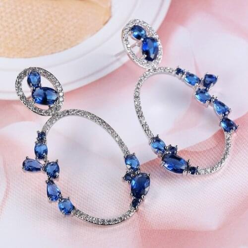 Fashion Women Jewelry Luxury Zircon Stud Dangle Earrings Wedding Engagmeent Party Earring