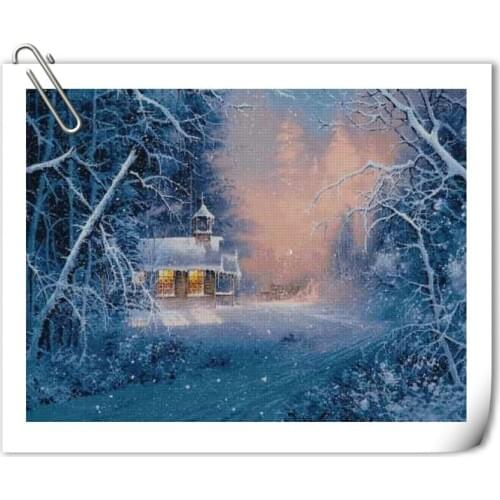 Modern Embroidery Forest Cabin Cross Stitch Patterns for Free Downloadable with 100% Cotton Floss & Free Shipping for Home Decor